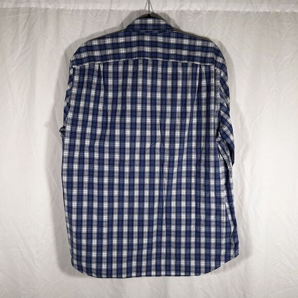 J Crew Shirt Men's Large Blue White Plaid Button Up Long Sleeve Tailored - Picture 9 of 11